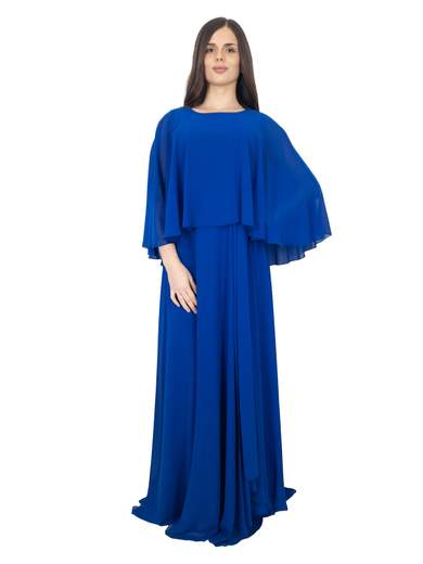 JEAN CRYÒ Abito lungo da cerimonia con mantella staccabile e spilla removibile 35404