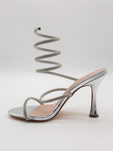 Sandalo gioiello argento con spirale e tacco a clessidra 10,5 cm