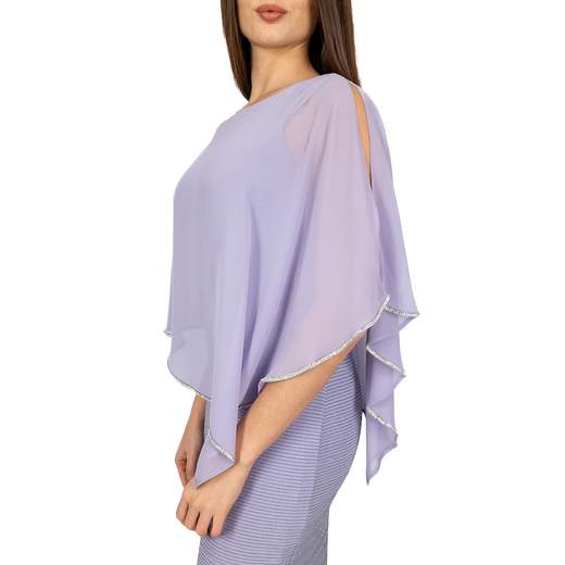 Abito Lungo Cerimonia Elegante Glitterato con Mantella