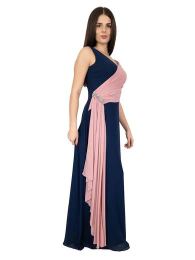 Abito lungo da cerimonia stile impero elegante con stola inclusa
