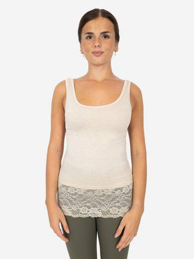 Canotta Donna Slim Fit con Pizzo in Fondo – Modello Corto Elasticizzato