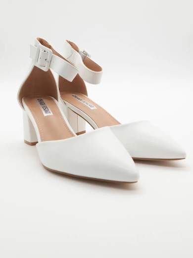 CHIARA FOSCARI Décolleté Bianca con Cinturino e Tacco Largo 6 cm A31-062-BIANCO