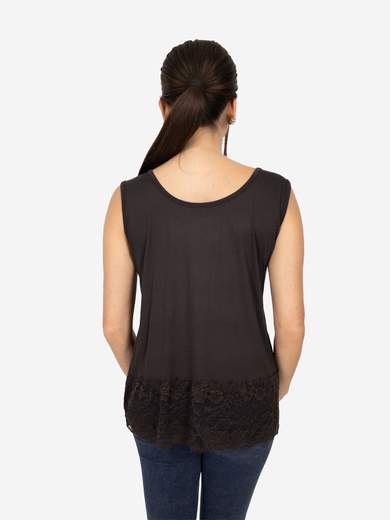 STRABELLO Canotta Donna Spalla Larga con Bordo in Pizzo Oversize CAN-06