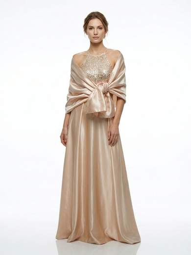 Abito lungo da cerimonia con paillettes e gonna ampia SSU050