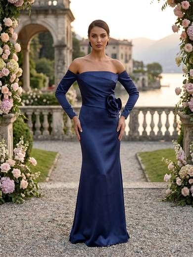 Sologioie Abito a Sirena in Mikado con Fiore Scultoreo, Guanti e Stola ssu850