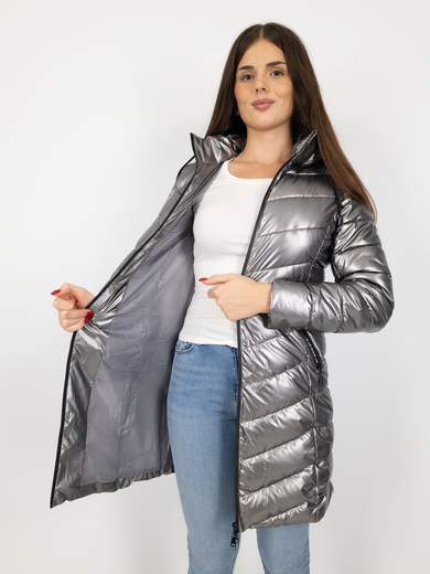 Piumino Lungo Al Ginocchio Donna Con Cappuccio Staccabile