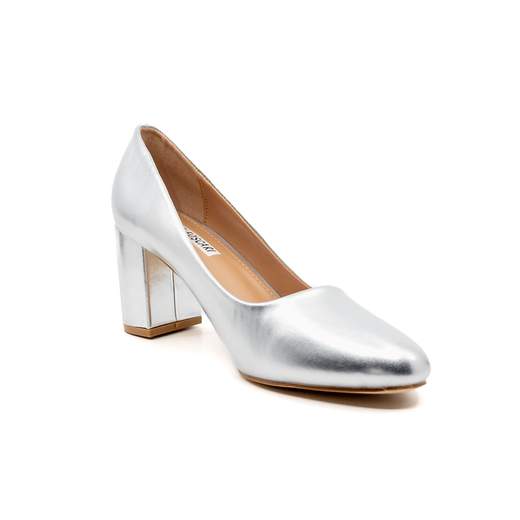 CHIARA FOSCARI Décolleté Argento Tacco Largo Scarpe Comode A Punta Tonda