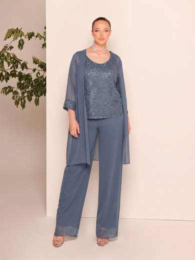 Bianca Brandi Curvy Completo elegante curvy tre pezzi in chiffon 29723M