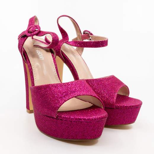 Chiara Foscari Sandali Fucsia Eleganti Glitterati  Con Tacco Alto E Plateau AHH-136-FUCSIA