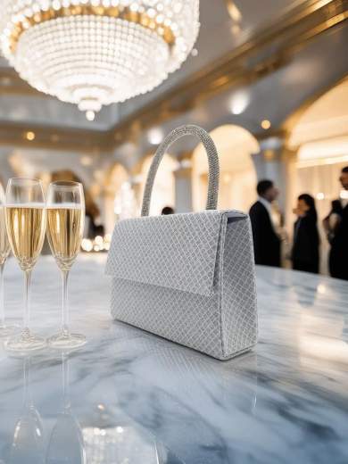 JESSICA Pochette Elegante da Cerimonia con Tracolla A-2559-ARGENTO