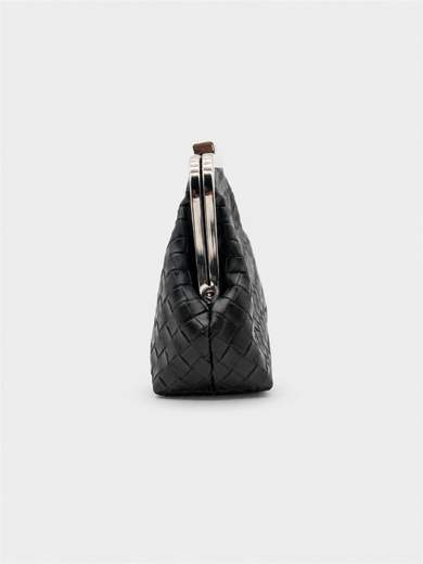 Pochette Nera Elegante da Cerimonia con Doppia Catenella