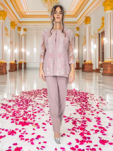 BIANCA BRANDI Completo elegante cerimonia 3 pezzi con giacca in pizzo e pantalone 29359