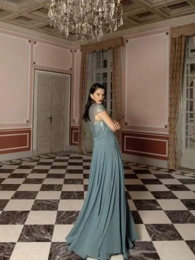 Sologioie Curvy Abito da cerimonia lungo curvy con dettagli luminosi e stola inclusa YSE060TU4045