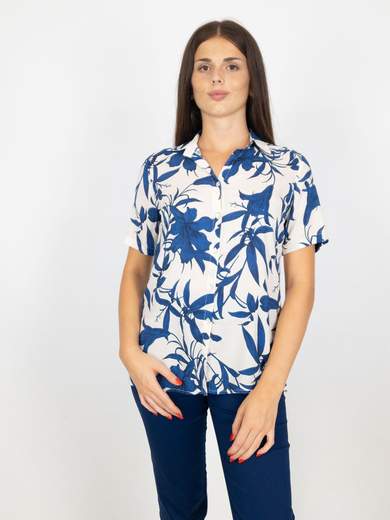 Camicia Estiva Donna Maniche Corte A Fantasia In Viscosa