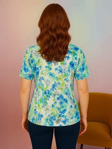 Monica Braghini Women’s summer printed stretch viscose T-shirt Made in Italy 505001