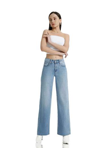 MISS BONBON Jeans Donna Gamba Larga Mom Fit Fondo Taglio Vivo – Miss Bonbon H-2932