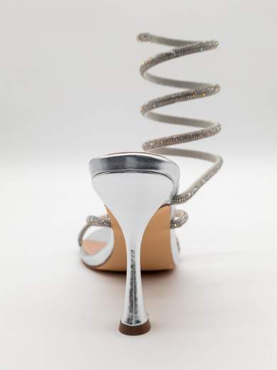 Sandalo gioiello argento con spirale e tacco a clessidra 10,5 cm