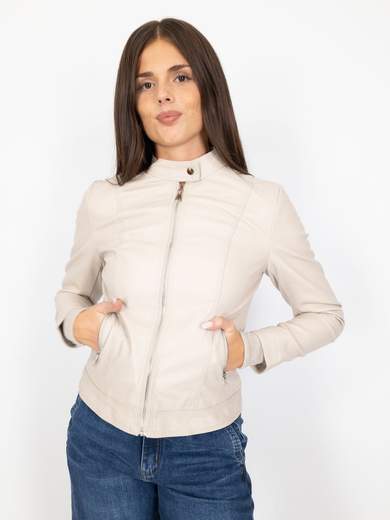 Giacca Ecopelle Donna Corta Con Zip E Manica Lunga