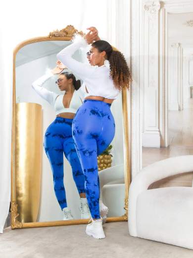 Leggings Sexy in Batik a Vita Alta con Cucitura Arricciata