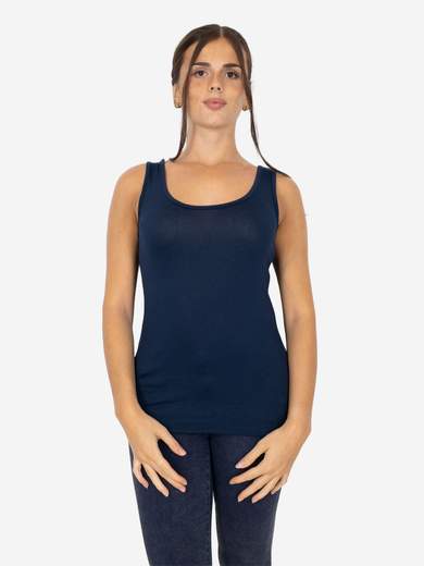 Slim Fit Women’s Tank Top with Wide Straps in Stretch Viscose