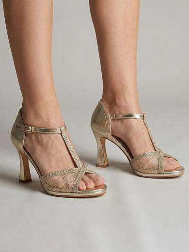 Chiara Foscari Sandalo da Cerimonia Donna Oro con Lurex e Tacco Clessidra 8 cm A37-384-ORO