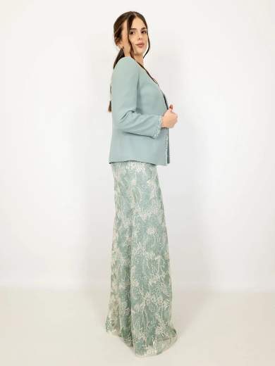 Abito lungo da cerimonia a sirena con giacca