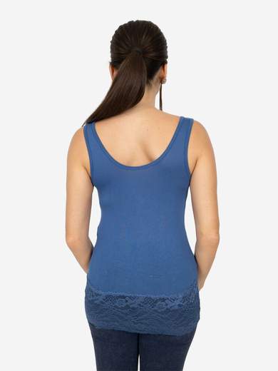Canotta Donna Slim Fit con Pizzo in Fondo – Modello Corto Elasticizzato