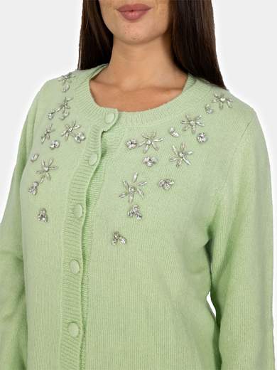 Cardigan Twin Set Donna con Strass Elegante e Morbido