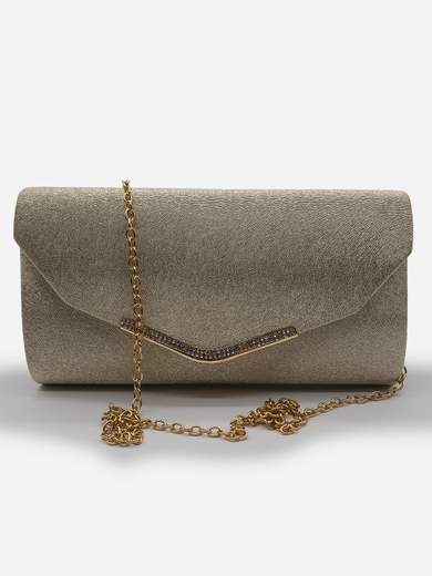 MICHELLE MOON Pochette Oro da Cerimonia Elegante con Dettaglio Strass e Catenella KX1084-oro