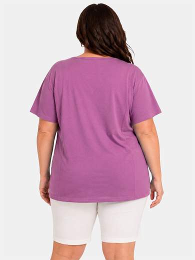 Curvy Cotton T-Shirt with Rhinestones Made in Italy