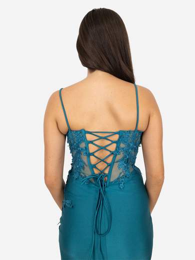 Abito da cerimonia a Sirena Elegante con Corpetto in Pizzo e Spacco