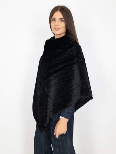 STRABELLO Poncho Donna Invernale Elegante in Pelliccia Sintetica PJ-139