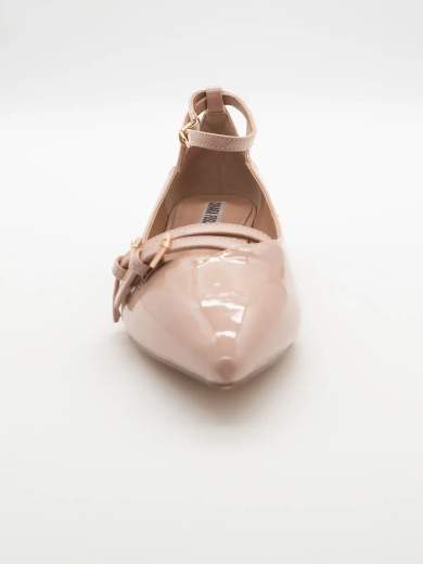 Ballerine in Vernice Beige con Cinturino Elegante
