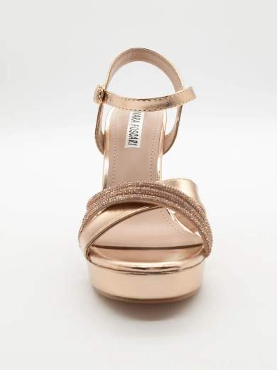 Chiara Foscari Sandalo alto bronzo con strass e plateau A37-386-BRONZO