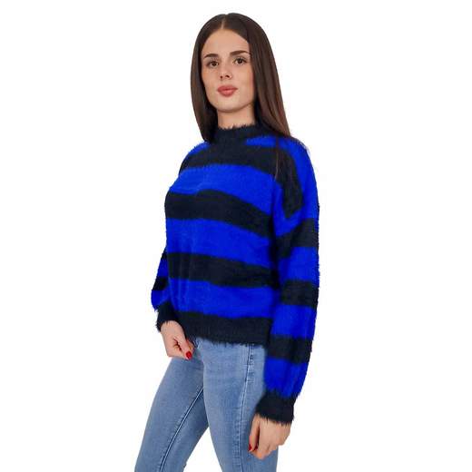 STRABELLO Pullover Donna Morbido a Righe Lupetto Peloso Inverno