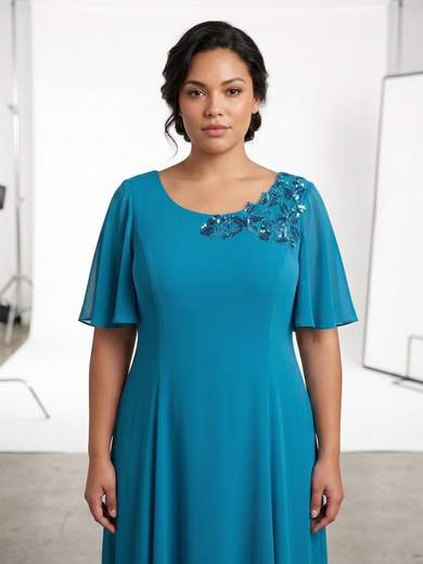 Long Curvy Ceremony Dress in Georgette ysv700