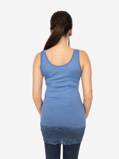 Canotta Donna Lunga Con Pizzo In Fondo Basic Per Leggings Slim Fit