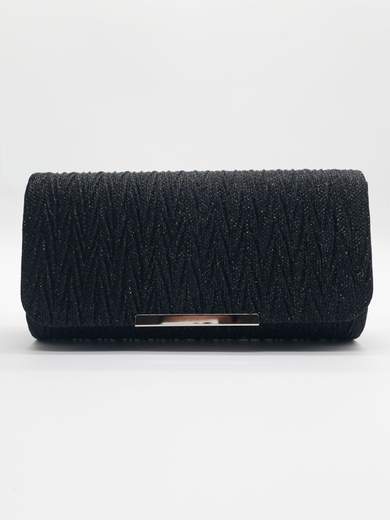 Pochette da cerimonia nera elegante con glitter e tracolla