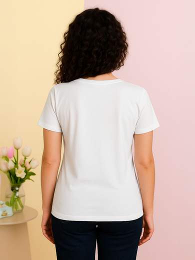 PERLARARA Women's cotton t-shirt with circle print and lurex details E112