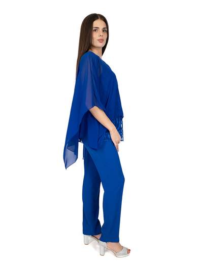 Completo cerimonia curvy elegante con casacca e pantalone R-800