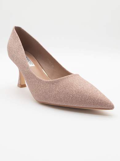 Décolleté rosa antico glitterato tacco medio 7,5 cm a clessidra