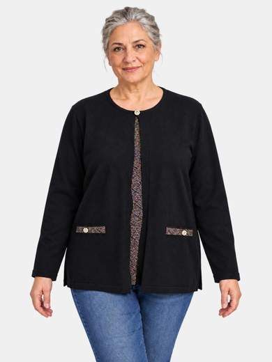 Oversized Viscose Top with Lurex Detail and Jeweled Faux Pockets