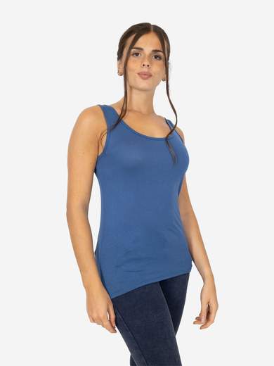 Slim Fit Women’s Tank Top with Wide Straps in Stretch Viscose
