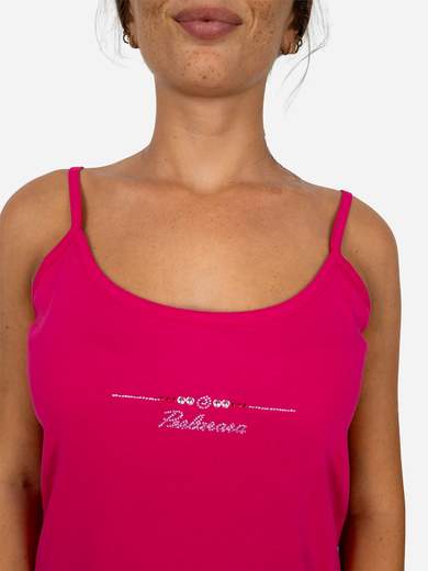 PERLARARA Canotta Donna 100% Cotone con Strass e Spalline Sottili - Made in Italy T62