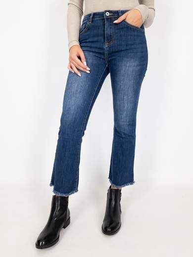 3D Denim Jeans A Zampa Crop Donna Elasticizzati Pantaloni Denim Slim