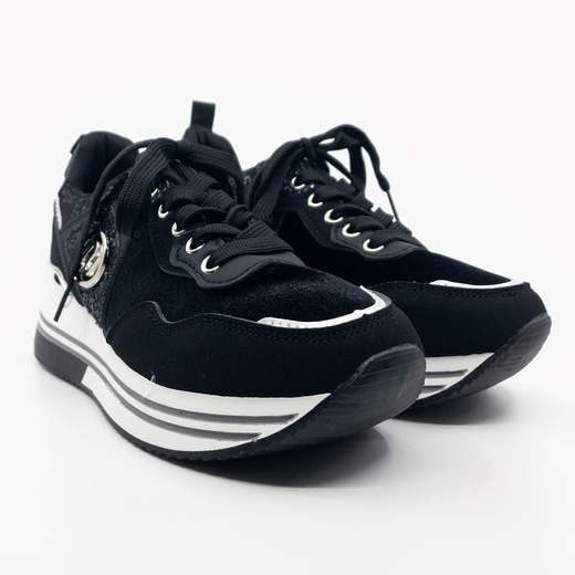 JANESSA Sneakers Donna Glitterate Con Suola Alta E Comode Con Lacci