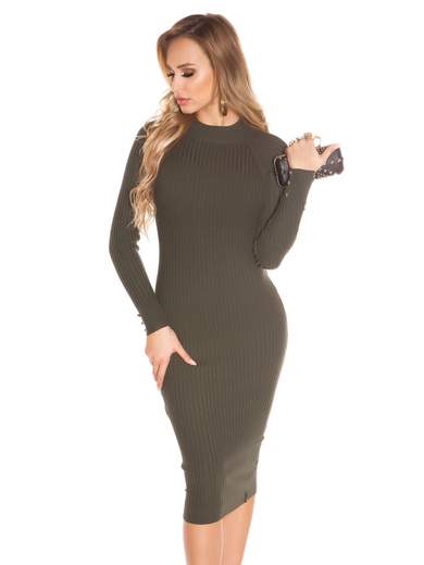 KOUCLA Abito in Maglia Lungo Midi con Schiena Scoperta Sexy