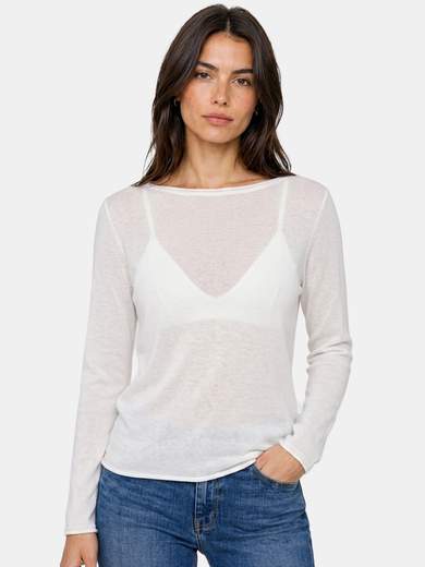 Basic Lightweight Cotton Top with Faux Raw Edge