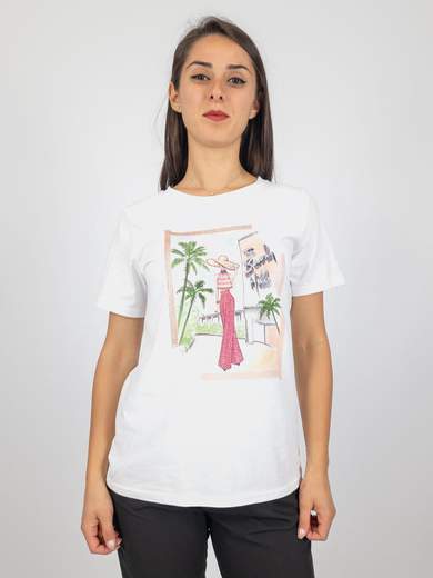 Bucle Maglietta Manica Corta Con Scritte Stampate E Strass 100 Cotone