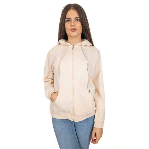 Felpa Donna con Zip Oversize e Cappuccio Tasche Frontali